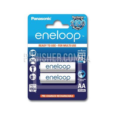Panasonic Eneloop AA 1900 mAh 2pcs Battery, White, AA