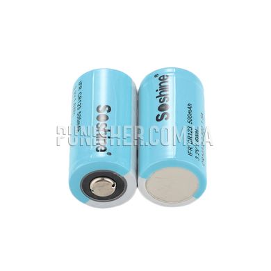 Soshine 16340/CR123 500 mAh 3V LiFePO4 (IFR) Battery, Blue, RCR-123A