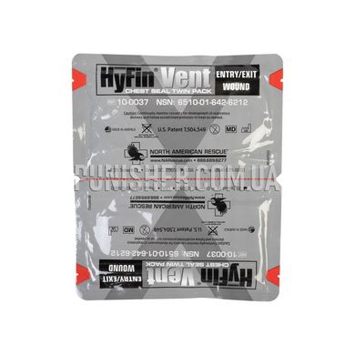 Окклюзионная повязка NAR HyFin Vent Chest Seal, двойной пакет, Серый, Окклюзивная повязка