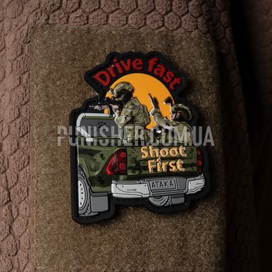 Патч SanCHI Drive Fast. Shoot First, Olive, ПВХ, Нет