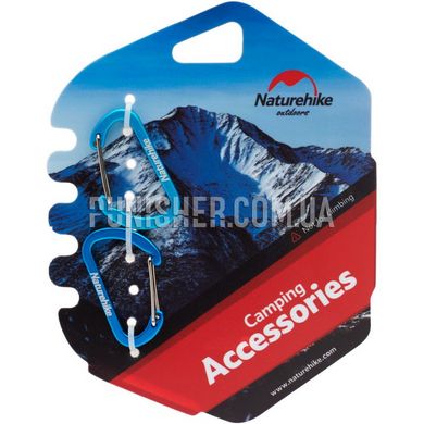 Naturehike D-type NH15A004-H, 4 cm (2 pcs) Aluminum Carabiner, Blue, Aluminum