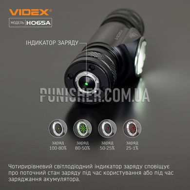 Videx H065A 1200Lm 5000K Portable LED Flashlight, Black, Headlamp, Accumulator, 1200