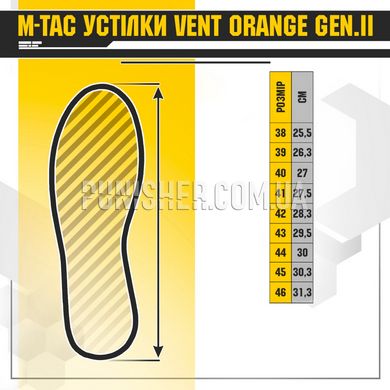 Стельки M-Tac Vent Orange Gen.II, Оранжевый, 39 (UA)