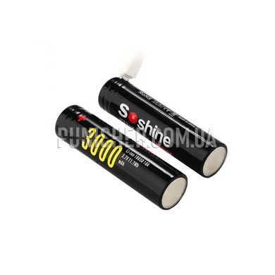 Акумулятор Soshine Li-Ion 18650 3.7v 3000mAh з microUSB, Чорний, 18650