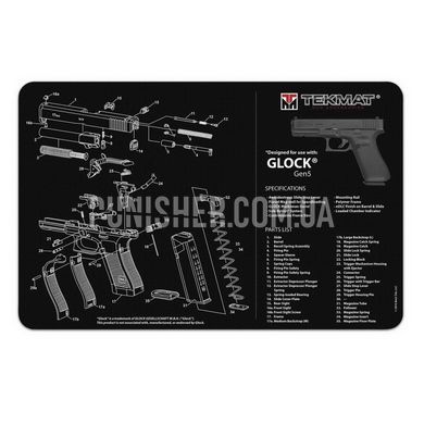 Килимок TekMat для чищення зброї Glock Gen5, Чорний, Килимок