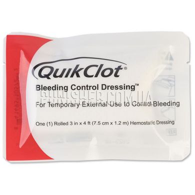 Гемостатична марля QuikClot Bleeding Control Dressings, Білий, Бинт гемостатичний