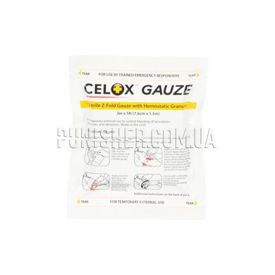 Celox First Aid Z-Fold Hemostatic Dressing, 5ft, White, Hemostatic Gauze