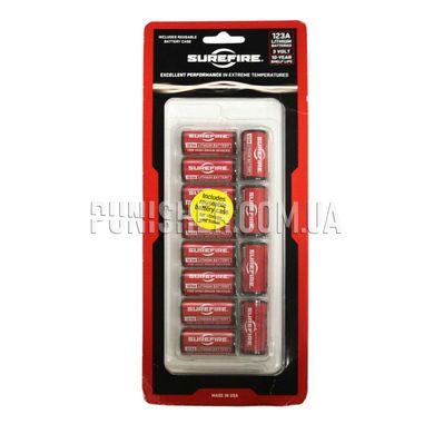 Surefire CR123A 3 Volt Batteries, Red, CR123A