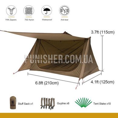 Палатка OneTigris Backwoods Bungalow Ultralight Super Shelter 2.0, Olive Drab, Палатка, 2