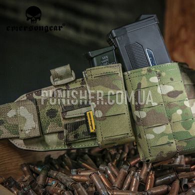 Emerson LCS Pistol Magazine Pouch, Multicam, 1, Molle, Glock, ПМ, For plate carrier, 9mm, Cordura 500D