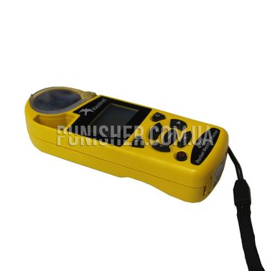 Kestrel 4500 Pocket Weather Tracker (Used), Yellow, 4000 Series, Atmospheric vise, Height above sea level, Relative humidity, Wind Chill, Outside temperature, Heat index, Dewpoint, Wind speed, Time and date