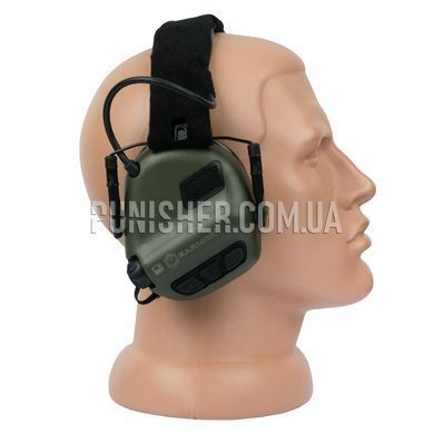 Активные наушники Earmor M31H PLUS с адаптерами на рельсы шлема, Foliage Green, Активные, С оголовьем, С адаптерами, 22