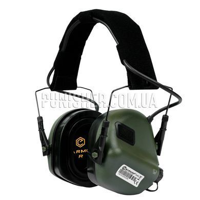 Активные наушники Earmor M31H PLUS с адаптерами на рельсы шлема, Foliage Green, Активные, С оголовьем, С адаптерами, 22