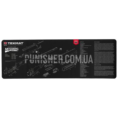Килимок TekMat 30 см x 91 см з кресленням Mossberg для чищення зброї, Чорний, Килимок