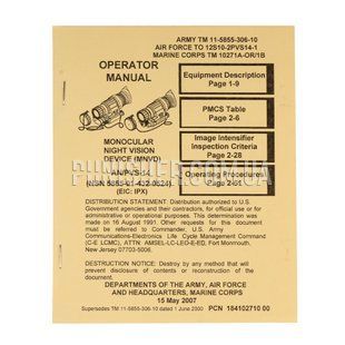 Operator Manual AN/PVS-14, Yellow, Other, PVS-14