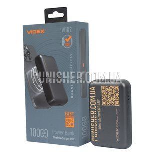 Повербанк Videx & Punisher VPB-W102 10000mAh с беспроводной зарядкой, Черный