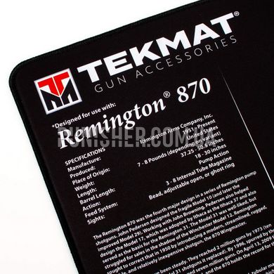 Коврик TekMat 30 см x 91 см с чертежом Remington 870 для чистки оружия, Черный, Коврик