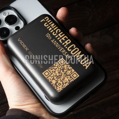 Videx & Punisher VPB-W102 10000mAh Power Bank with Wireless Charging, Black