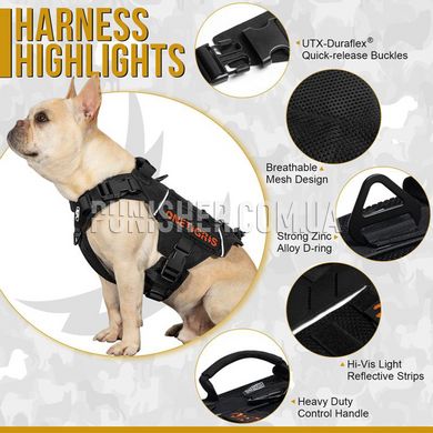 Шлея-жилет OneTigris Dog Gear X Commander Harness для собак, Черный, Medium