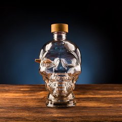 Gun and Fun Decanter Skull 1L with a real "stuck" bullet 7.62, Clear