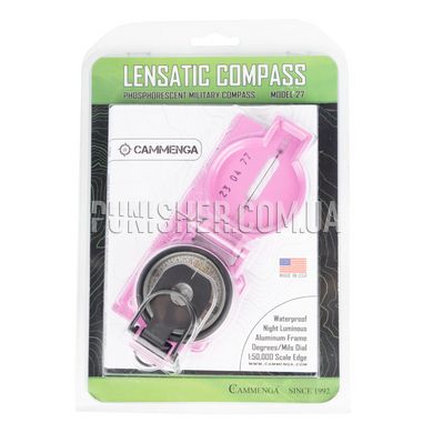 Компас Cammenga U.S. Military Phosphorescent Lensatic Compass Model 27 Блістер, Рожевий, Алюміній, Флуоресцентна фарба