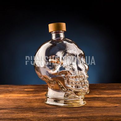 Gun and Fun Decanter Skull 1L with a real "stuck" bullet 7.62, Clear, Посуда из стекла