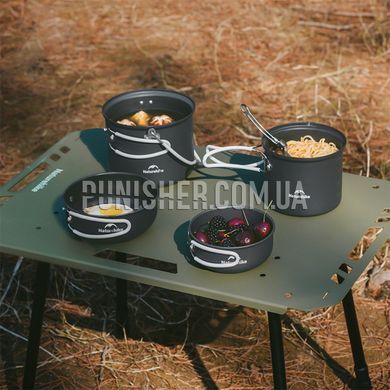 Naturehike NH18T018-G 4-Piece Camping Cookware Set, Dark Grey, Set of dishes