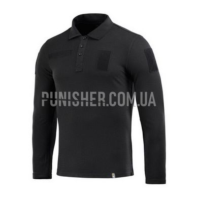 M-Tac Polo Shirt Tactical Long Sleeve 65/35 Black, Black, Medium