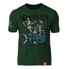 Peklo.Toys Hell Fisher with Crazy Cat T-shirt, Dark Olive, Medium