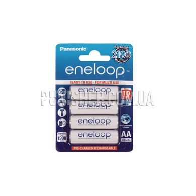 Panasonic Eneloop AA 1900 mAh 4pcs Battery, White, AA