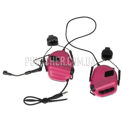 Активная гарнитура Earmor M32H Mod 3 с адаптером на рельсы шлема, Розовый, С адаптерами, 22, Single