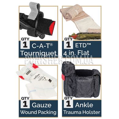 NAR Ankle Trauma Kit, Black, Gauze for wound packing, Elastic bandage, Turnstile
