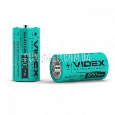 Videx 16340 Li-ion 800mAh Battery, Green, 16340