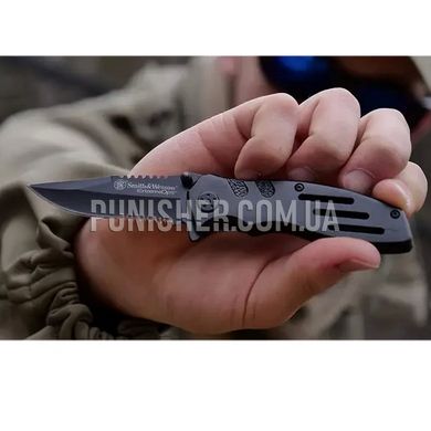 Складаний ніж Smith & Wesson Extreme OPS Liner Lock Folding Knife, Чорний, Ніж, Складаний, Напівсерейтор