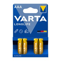 Батарейка Varta Longlife AAA 4 шт, Жёлтый, AAA