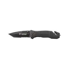 Smith & Wesson Extreme OPS Drop Point Folding Knife, Black, Knife, Folding, Half-serreitor