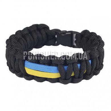 M-Tac Paracord Bracelet with Ukrainian flag, Black, Medium