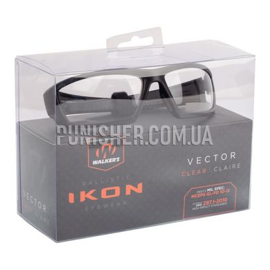 Walker’s IKON Vector Glasses with Clear Lens, Black, Transparent, Goggles