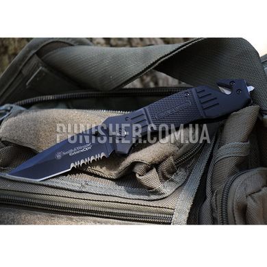 Складаний ніж Smith & Wesson Extreme OPS Drop Point Folding Knife, Чорний, Ніж, Складаний, Напівсерейтор