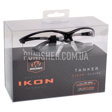 Walker’s IKON Tanker Glasses with Lens, Black, Transparent, Goggles