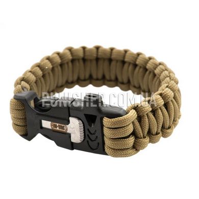M-Tac Paracord Bracelet with Fire starting tool, Tan, Large