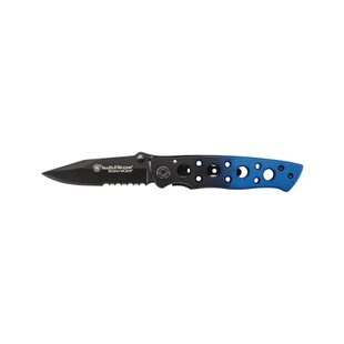 Smith & Wesson Extreme OPS Clip Point Folding Knife, Black, Knife, Folding, Half-serreitor