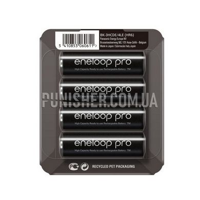 Акумулятор Panasonic Eneloop Pro AA/HR6 2500mAh LSD Ni-MH 4шт, Чорний, AA