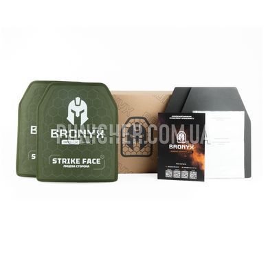 Bronyx CAP6 (UHMWPE+SiC) Armor Plate Set Class 6 Medium, Olive, Armor plates, 6, Medium, Ceramic, Ultra high molecular weight polyethylene