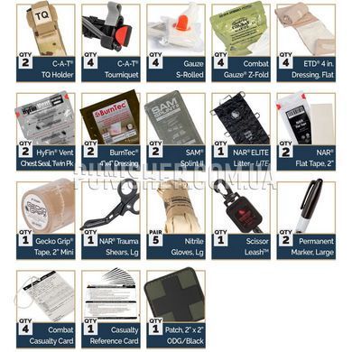 NAR Mini Medic Kit with Combat Gauze, Multicam, Bandage, Hemostatic Gauze, Gauze for wound packing, Medical scissors, Medical cards, Occlusive dressing, Anti-burn dressing, Turnstile, Traction splint