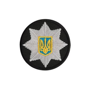 Badge Round (Police) 5 cm, Black, Police