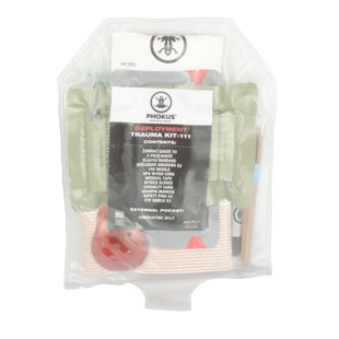 Phokus Deployment Trauma Kit-111, Clear, Hemostatic Gauze, Elastic bandage, Decompression needles, Nasopharyngeal airway, Occlusive dressing, Eye shield