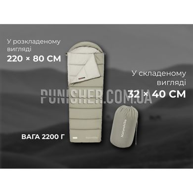 Спальник з капюшоном Naturehike MS500 CNK2350WS023, правий, Foliage Green, Спальний мішок