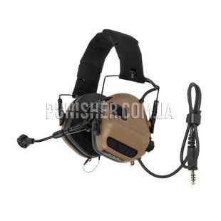 Активна гарнітура Earmor M32X Mark 3 MilPro з кріпленням на M-Lok, Coyote Brown, З наголів'єм, З адаптерами, 22, Single