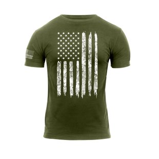 Rothco Distressed US Flag Athletic Fit T-Shirt, Olive Drab, Medium